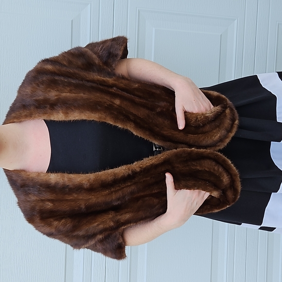 Vintage real fur mink shawl wrap M - Picture 1 of 15